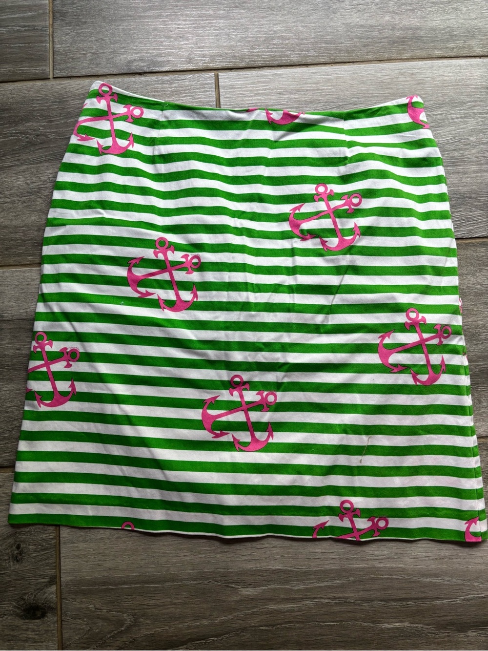 Melly M Green & White Striped Skirt with Pink Anchor Print